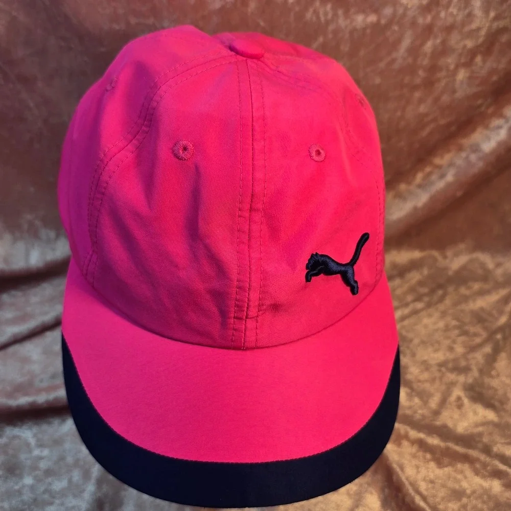 Puma Kids Hot Pink Navy Blue Athletic Baseball Cap Adjustable Hat